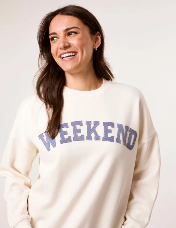 Weekend Denim Applique Sweatshirt sold by Blue Vanilla