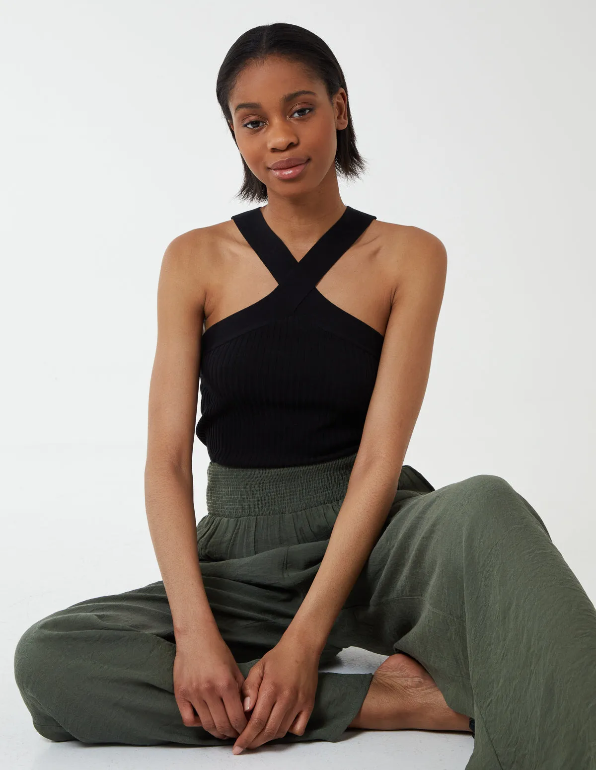 Shirring Waist Wide Leg Trousers sold by Blue Vanilla product image thumbnail 3