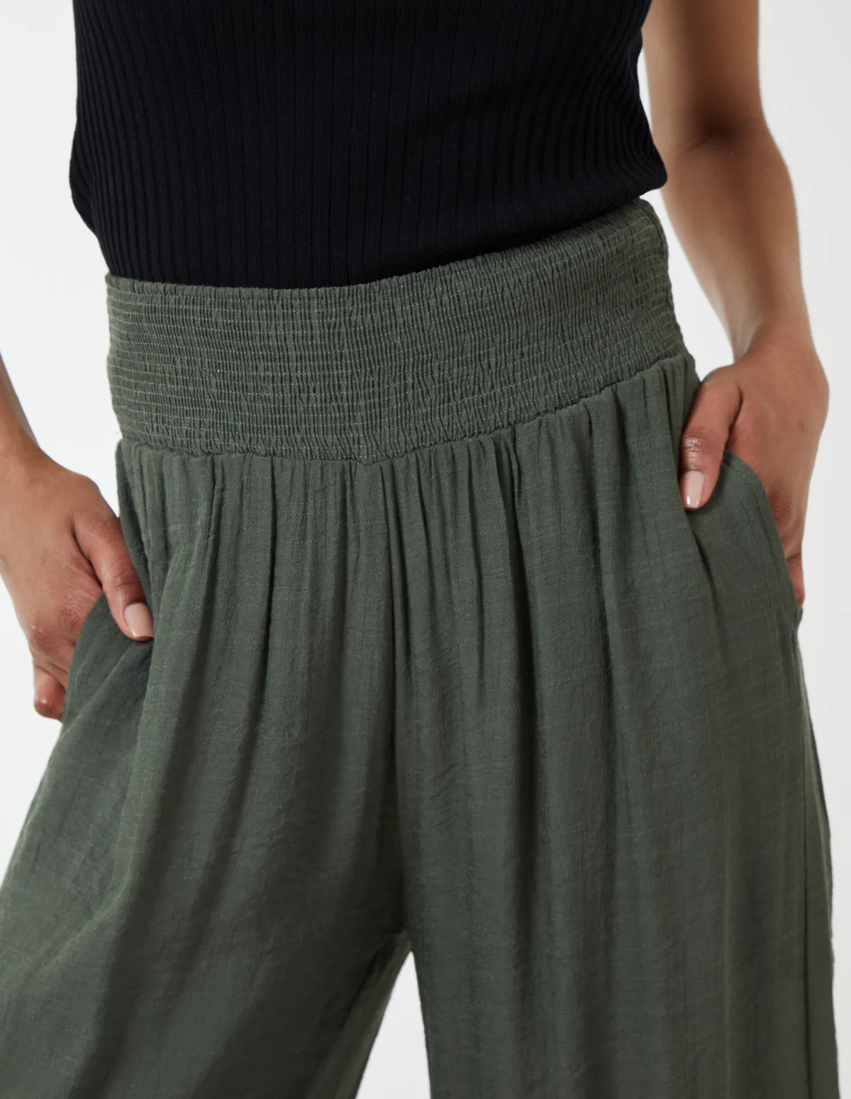 Shirring Waist Wide Leg Trousers sold by Blue Vanilla product image thumbnail 4