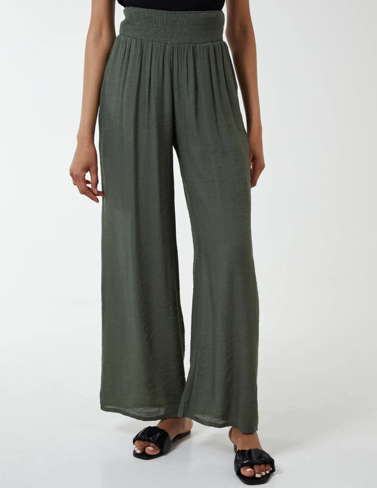 Shirring Waist Wide Leg Trousers sold by Blue Vanilla