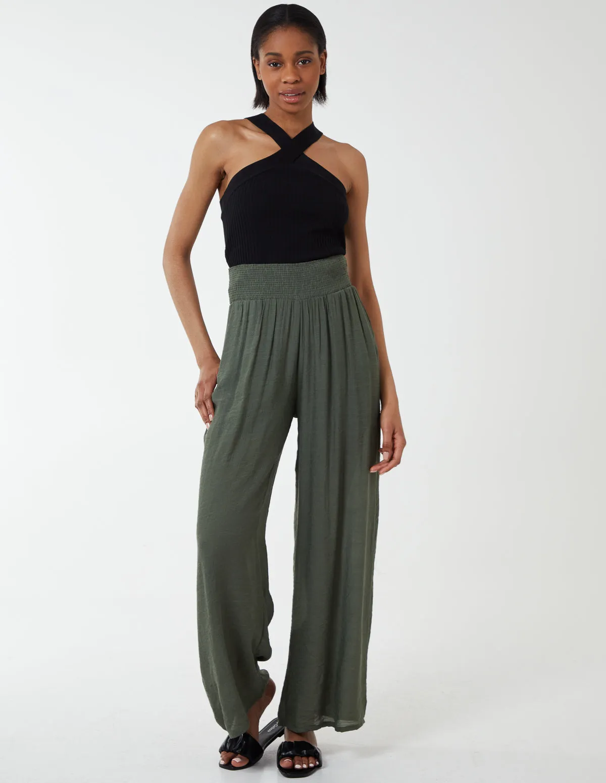 Shirring Waist Wide Leg Trousers sold by Blue Vanilla product image thumbnail 2
