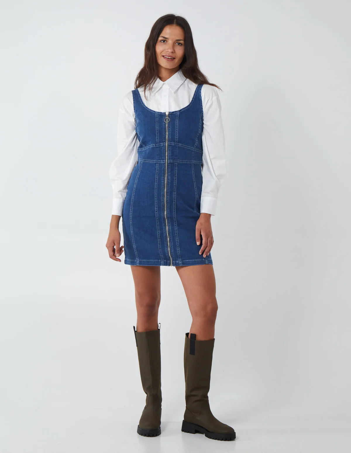 Zip Front Seam Detail Mini Dress sold by Blue Vanilla