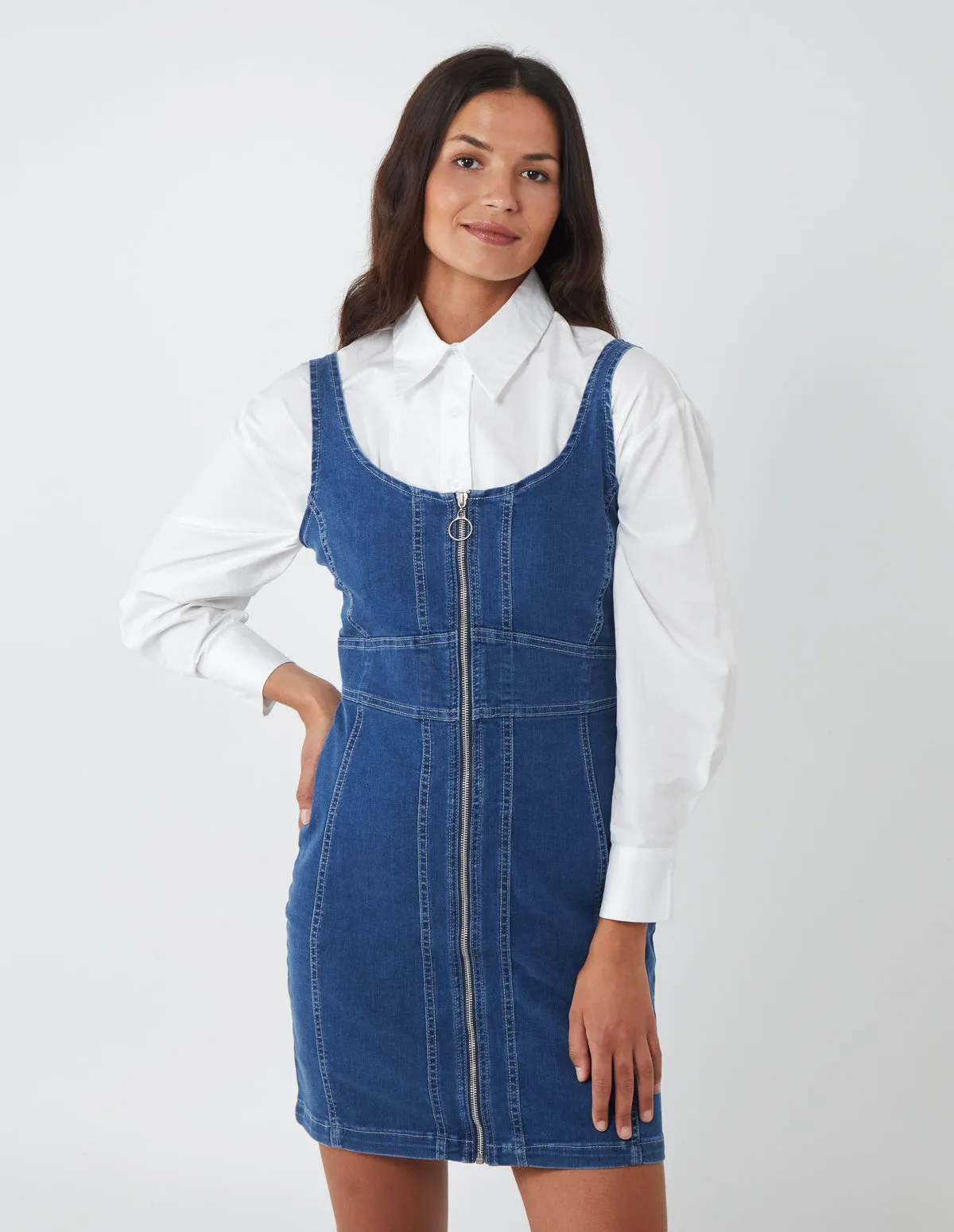 Zip Front Seam Detail Mini Dress sold by Blue Vanilla product image thumbnail 2