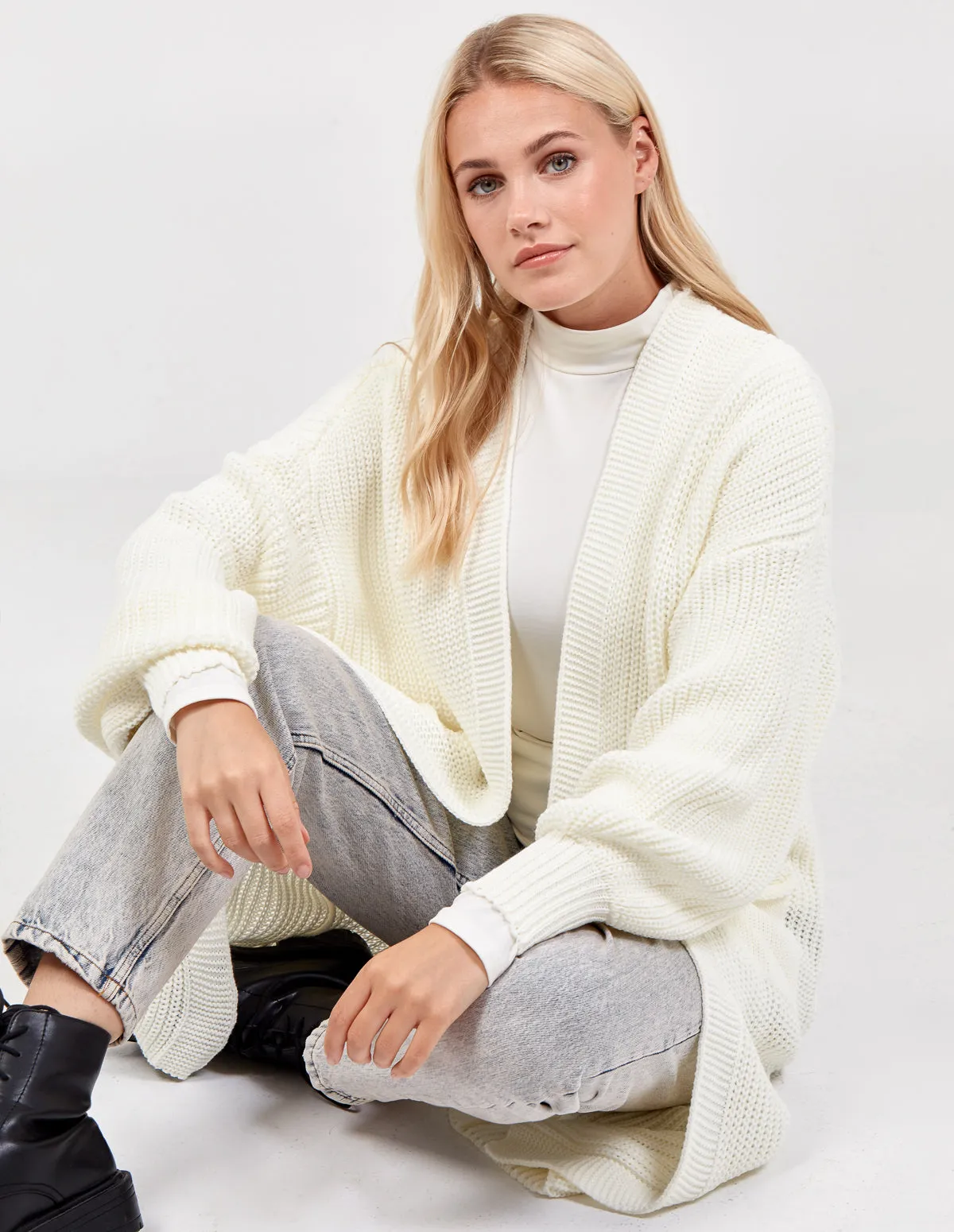 Longline Double Pocket Knitted Cardigan sold by Blue Vanilla