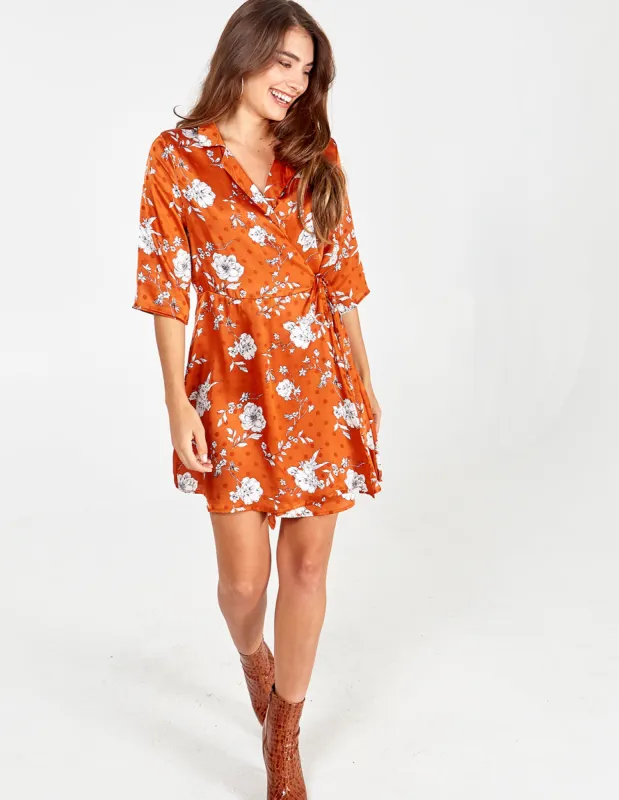 Floral Spot Collar Wrap Dress sold by Blue Vanilla