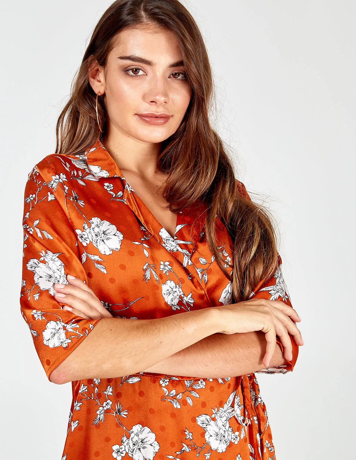 Floral Spot Collar Wrap Dress sold by Blue Vanilla product image thumbnail 2