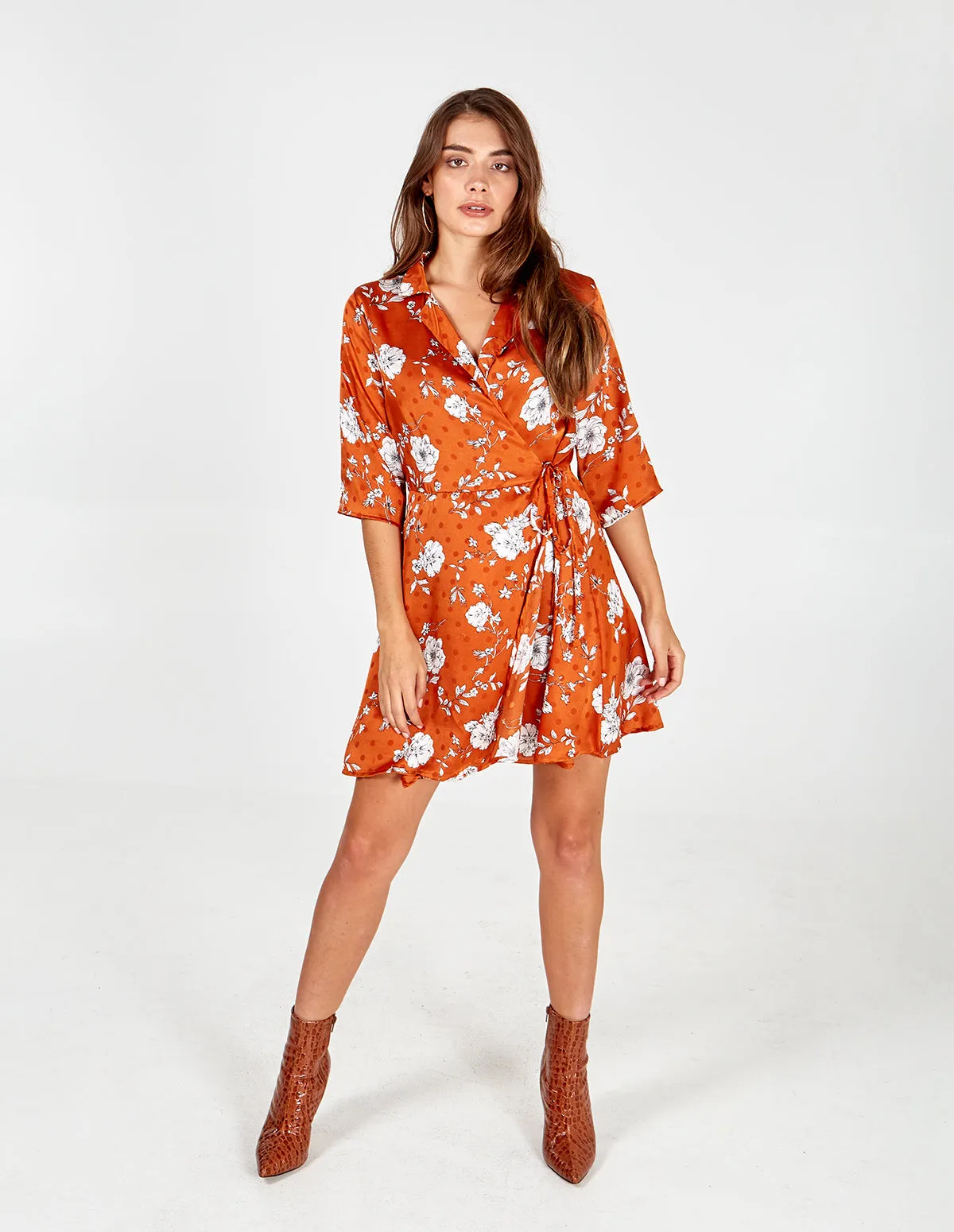 Floral Spot Collar Wrap Dress sold by Blue Vanilla product image thumbnail 3