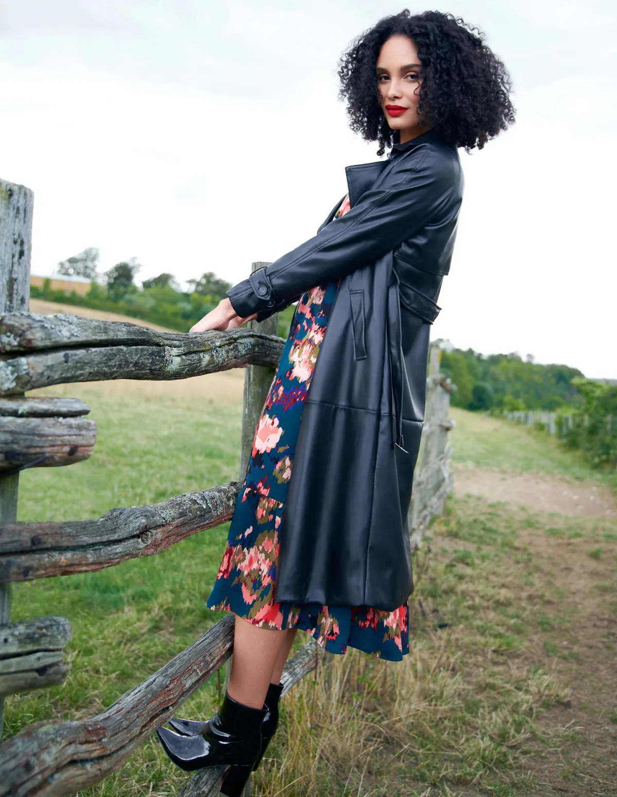 Faux Leather Belted Trench Coat sold by Blue Vanilla product image thumbnail 3