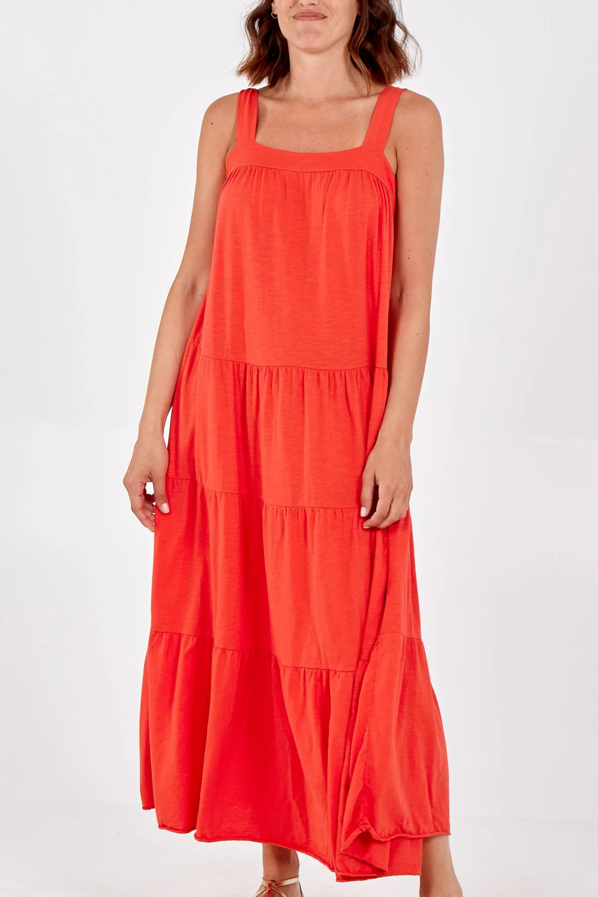 Square Neck Tiered Slvless Maxi Dress sold by Blue Vanilla