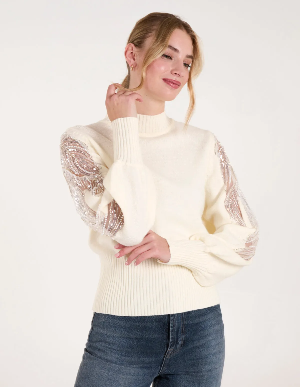 Embroidered Sleeve Knit Jumper sold by Blue Vanilla product image thumbnail 2