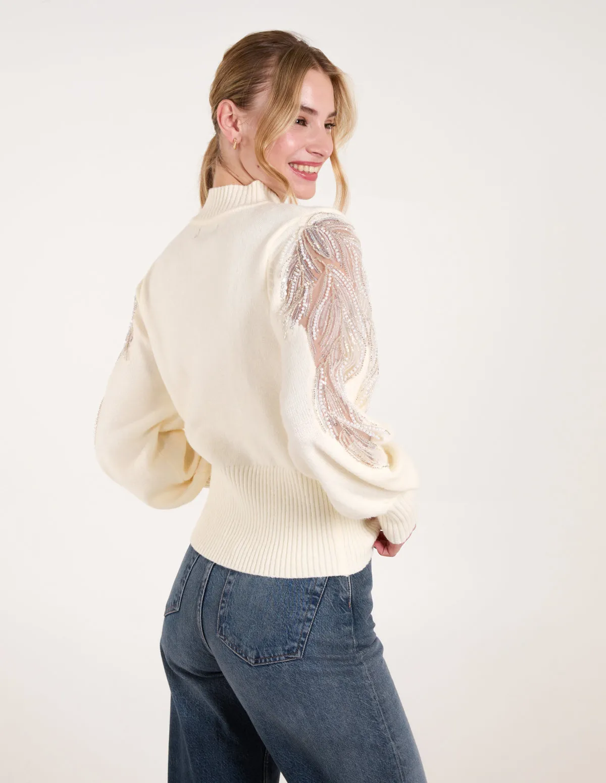 Embroidered Sleeve Knit Jumper sold by Blue Vanilla product image thumbnail 4