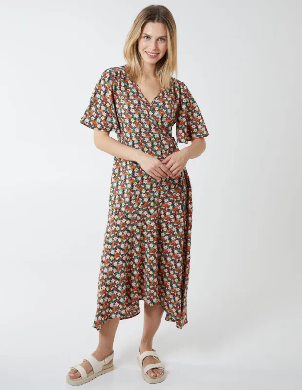 Floral Wrap Midi Dress sold by Blue Vanilla