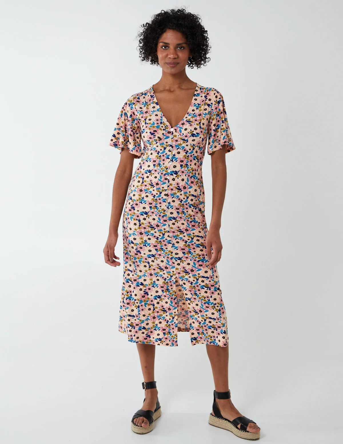 Button Through Angel Sleeve Dress sold by Blue Vanilla product image thumbnail 4