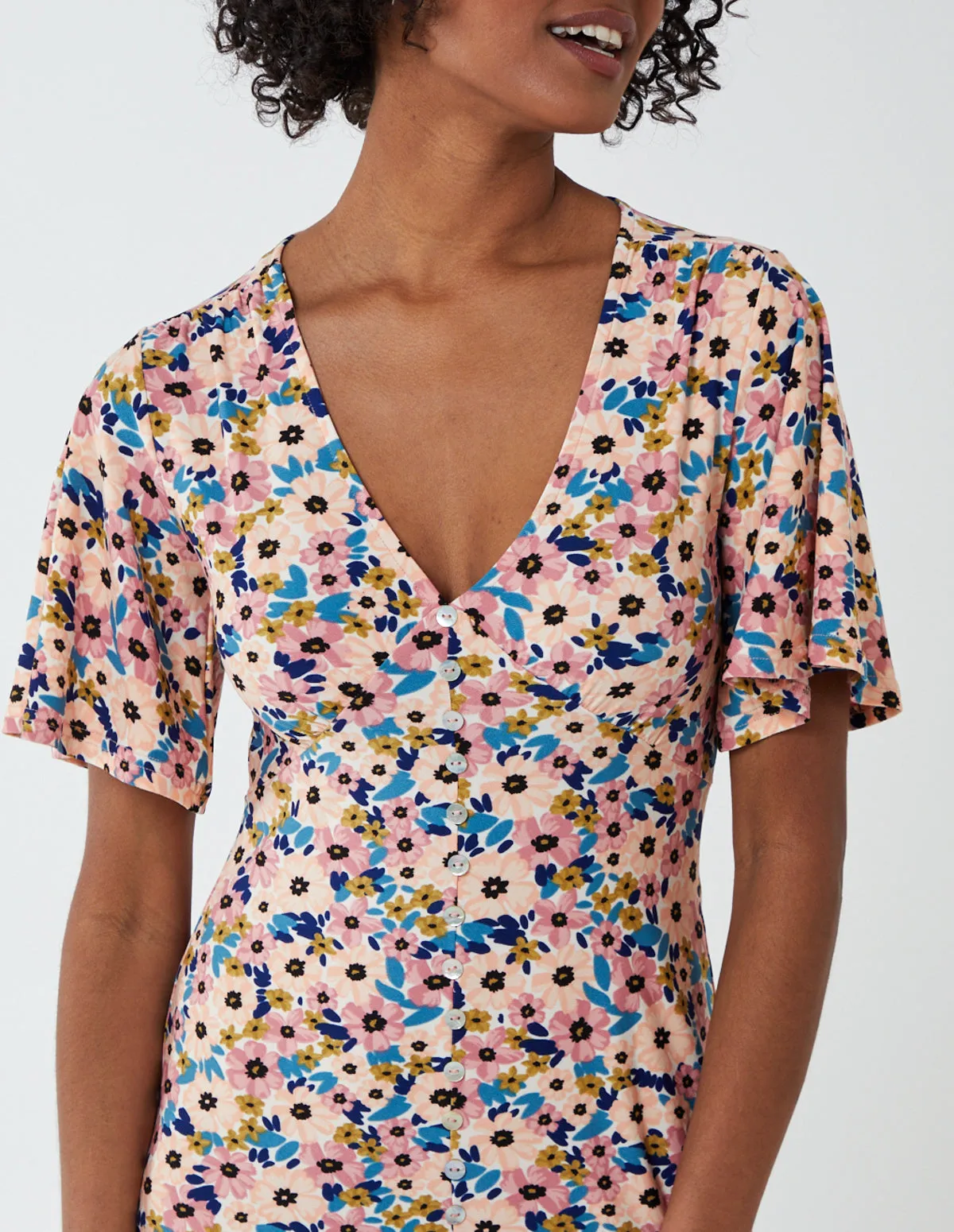 Button Through Angel Sleeve Dress sold by Blue Vanilla product image thumbnail 3