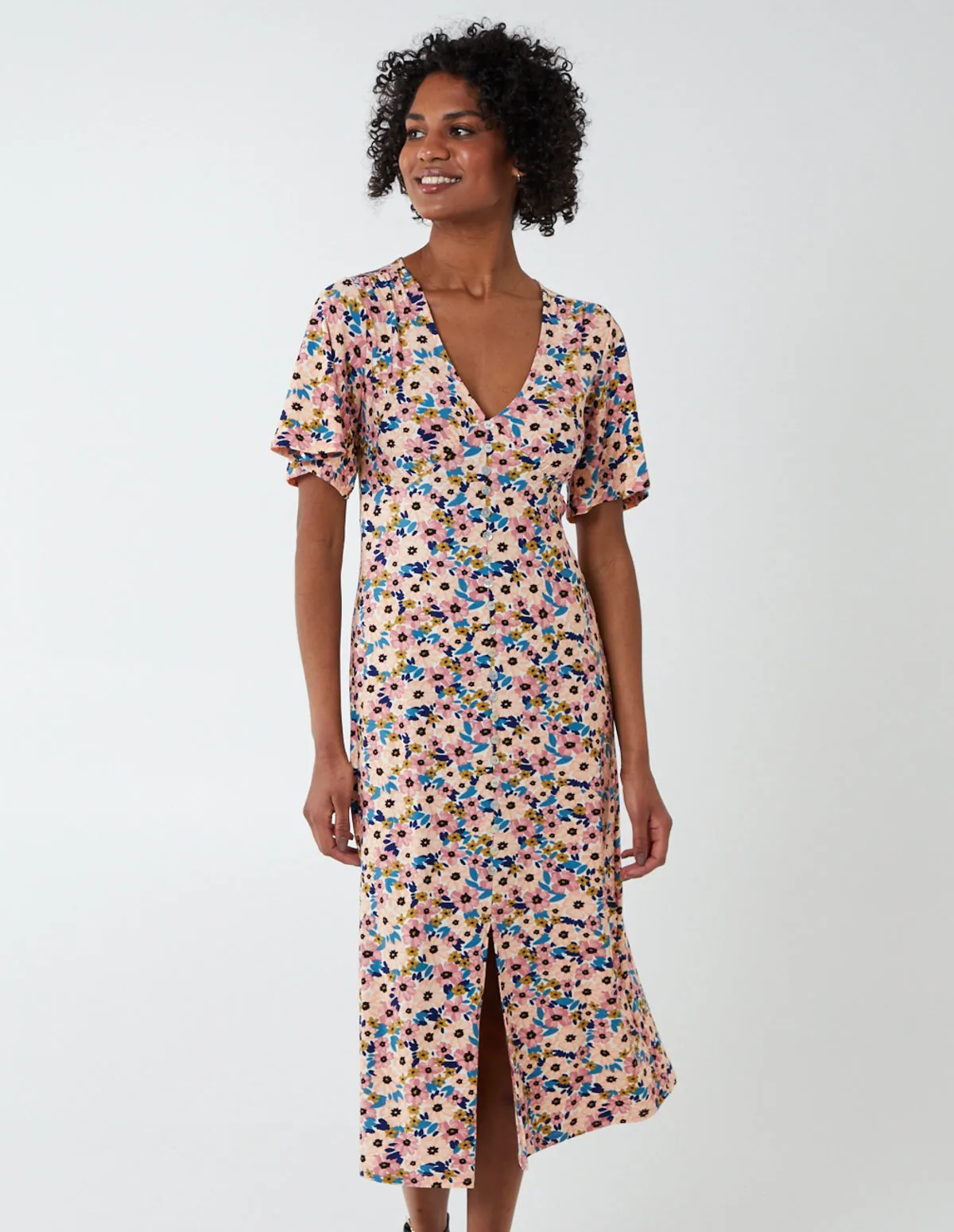 Button Through Angel Sleeve Dress sold by Blue Vanilla product image thumbnail 2