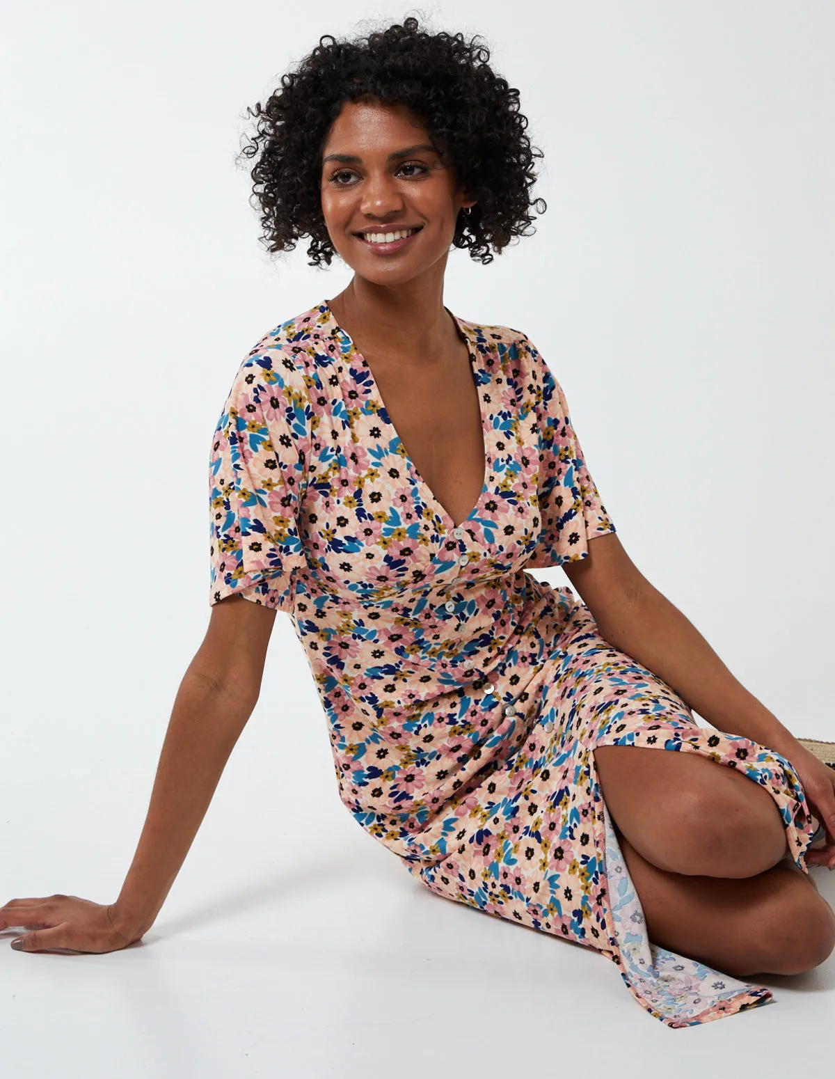 Button Through Angel Sleeve Dress sold by Blue Vanilla