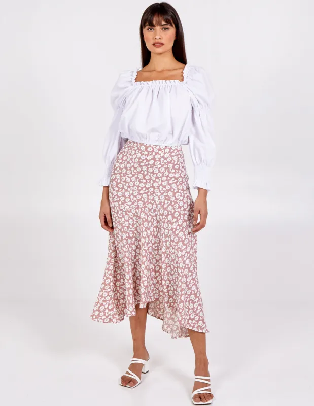 Asymmetric Seam Midi Skirt sold by Blue Vanilla