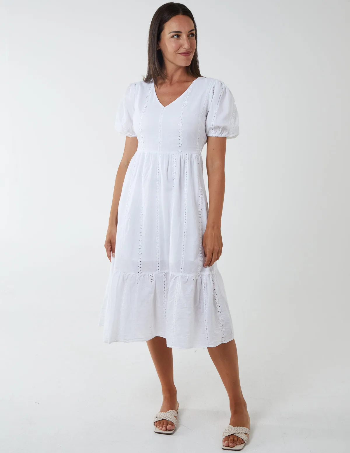 V Neck Lace Up Back Midi Dress sold by Blue Vanilla product image thumbnail 3