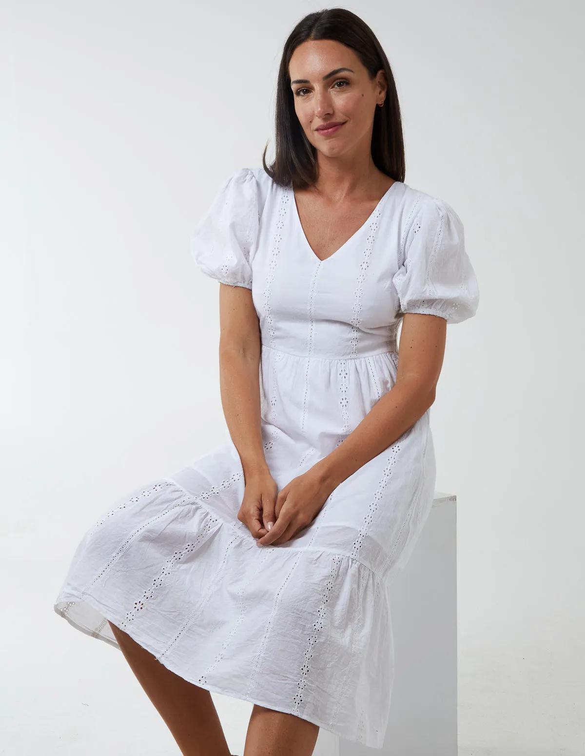 V Neck Lace Up Back Midi Dress sold by Blue Vanilla product image thumbnail 5