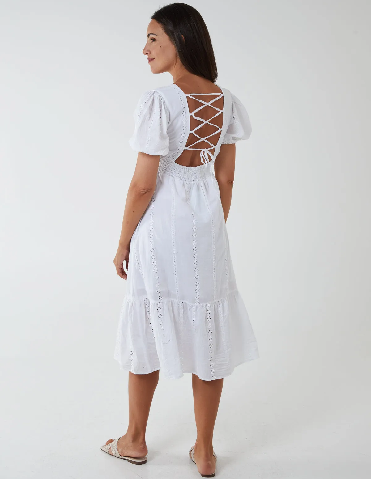 V Neck Lace Up Back Midi Dress sold by Blue Vanilla product image thumbnail 2