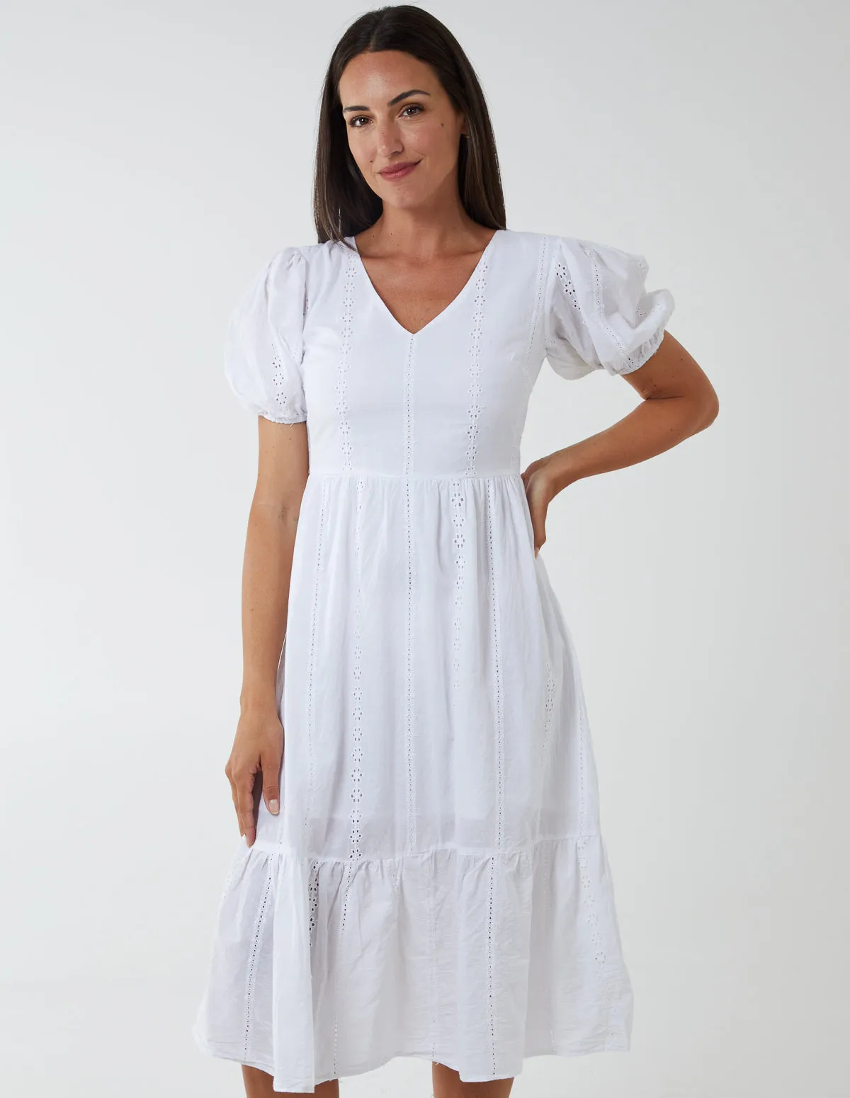 V Neck Lace Up Back Midi Dress sold by Blue Vanilla