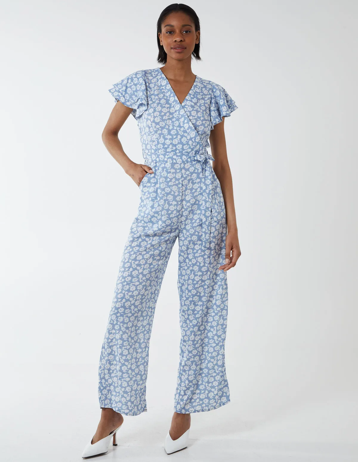 Wrap Front Frill Sleeve Jumpsuit sold by Blue Vanilla product image thumbnail 2