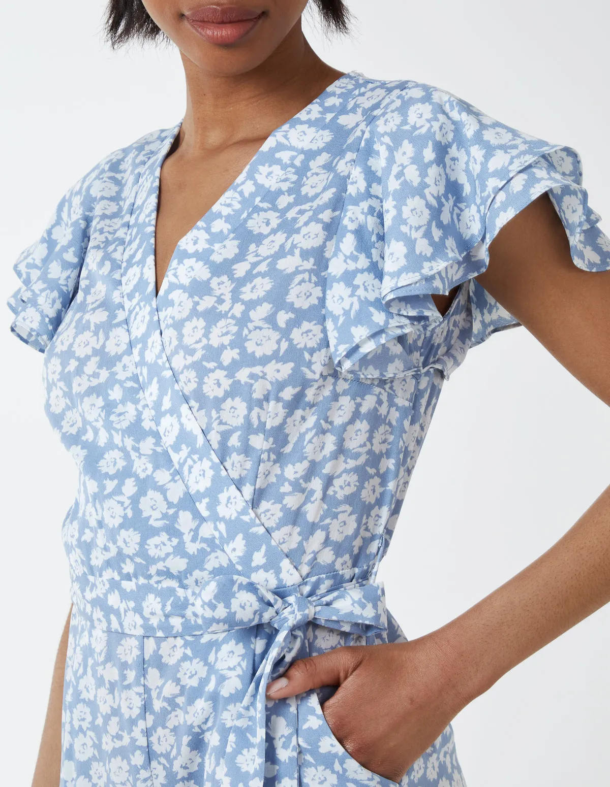 Wrap Front Frill Sleeve Jumpsuit sold by Blue Vanilla product image thumbnail 3