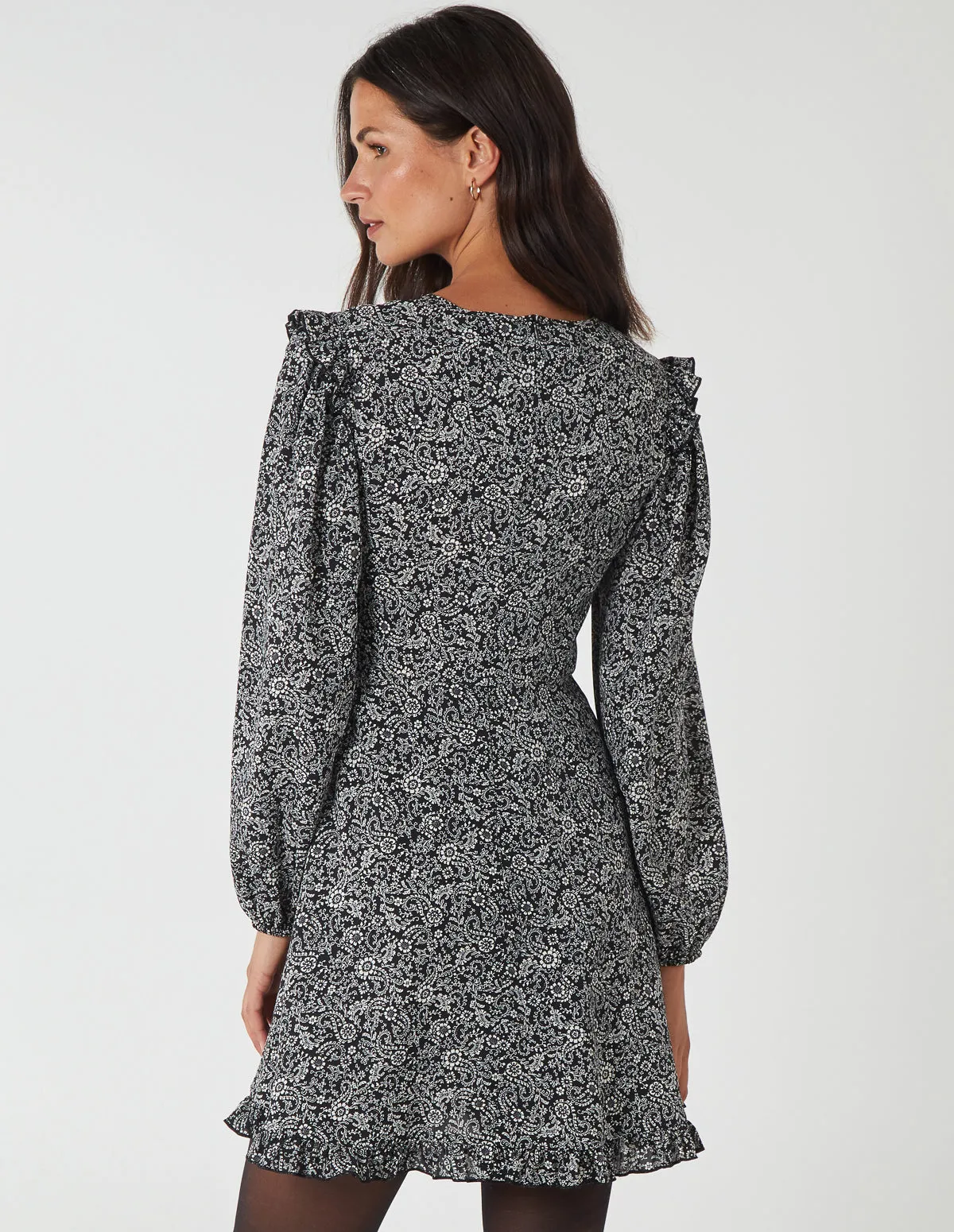 Frill Shoulder Long Sleeve Mini Dress sold by Blue Vanilla product image thumbnail 5