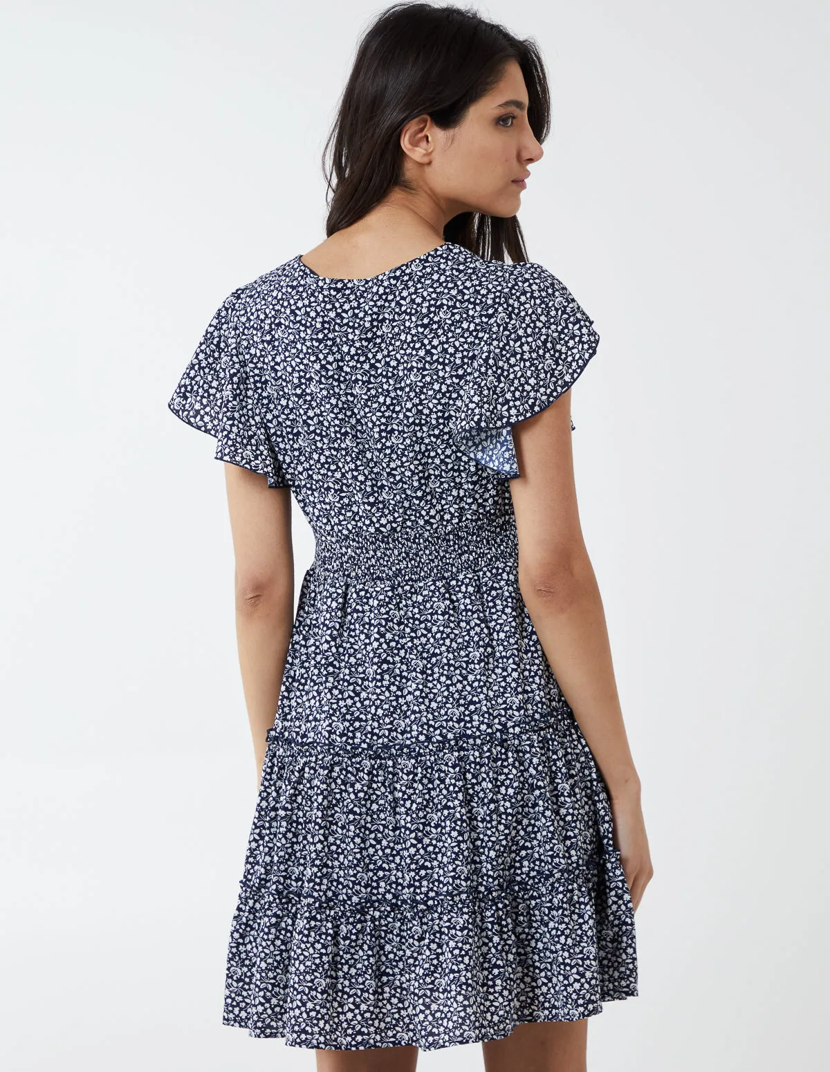 Shirring Waist Tiered Mini Dress sold by Blue Vanilla product image thumbnail 5