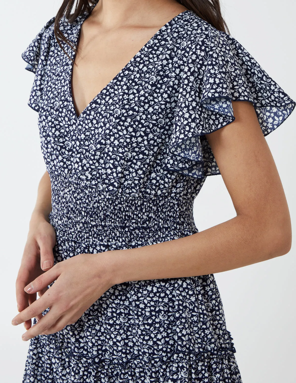 Shirring Waist Tiered Mini Dress sold by Blue Vanilla product image thumbnail 4