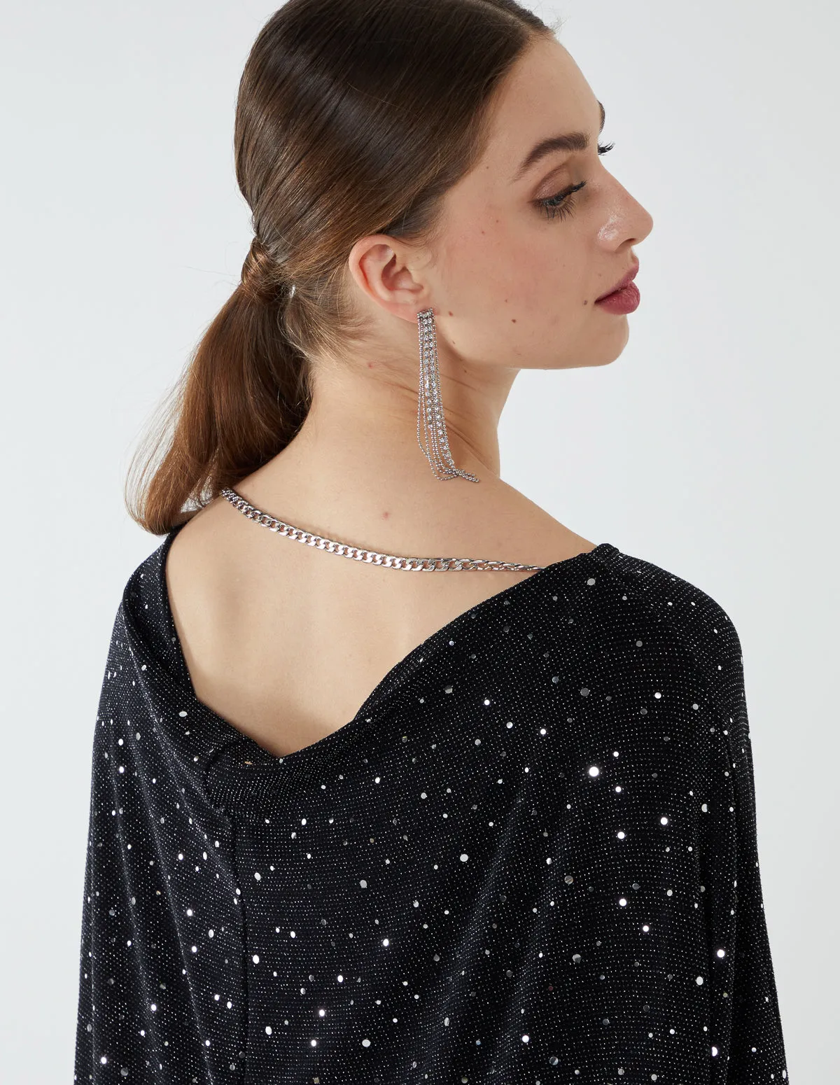 Back Chain Cowl Neck Oversized Top sold by Blue Vanilla product image thumbnail 3