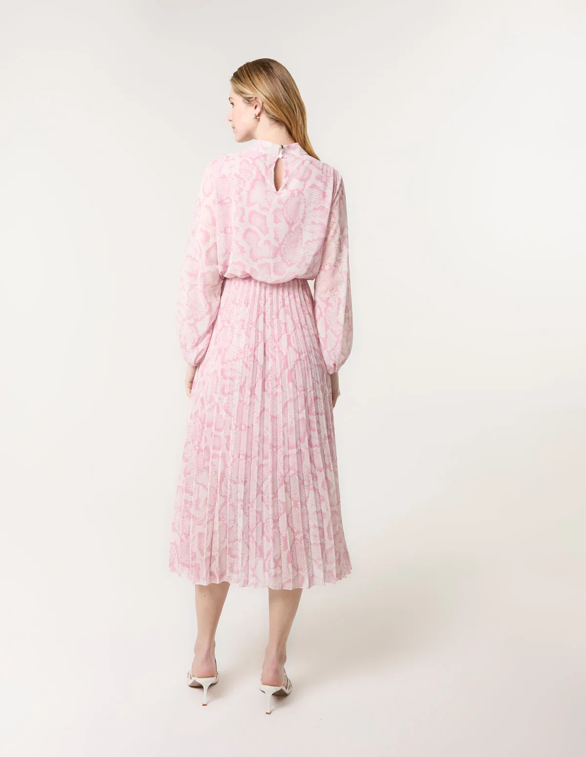 Snakeskin High Neck Pleat Dress sold by Blue Vanilla product image thumbnail 4