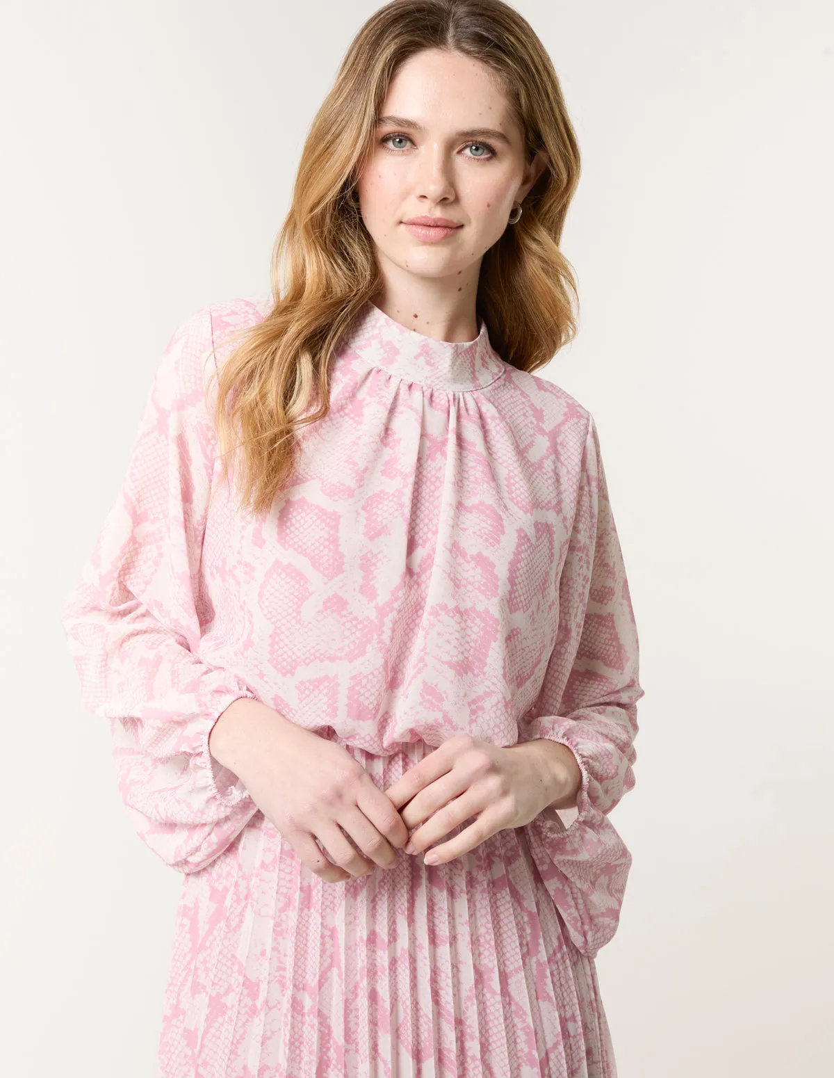 Snakeskin High Neck Pleat Dress sold by Blue Vanilla product image thumbnail 2