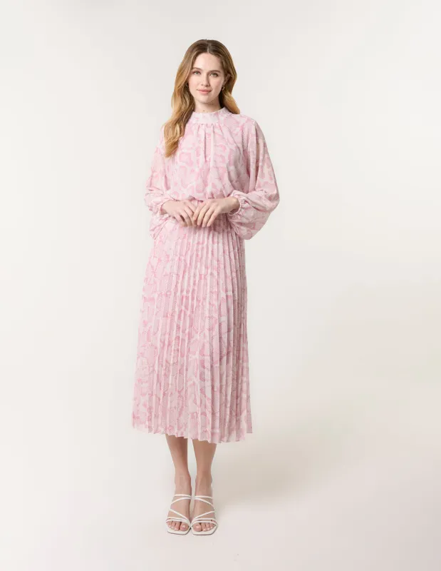 Snakeskin High Neck Pleat Dress sold by Blue Vanilla