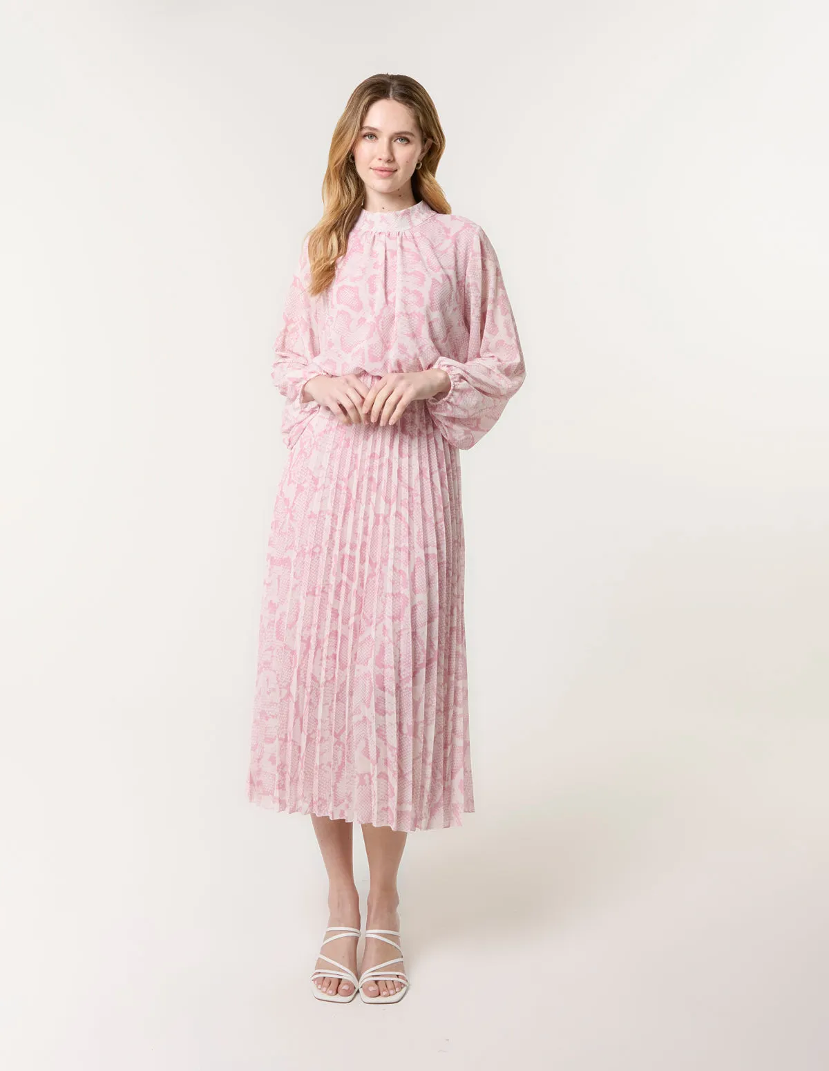 Snakeskin High Neck Pleat Dress sold by Blue Vanilla