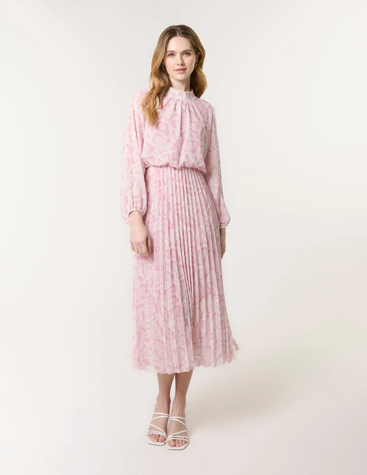 Snakeskin High Neck Pleat Dress sold by Blue Vanilla product image thumbnail 3