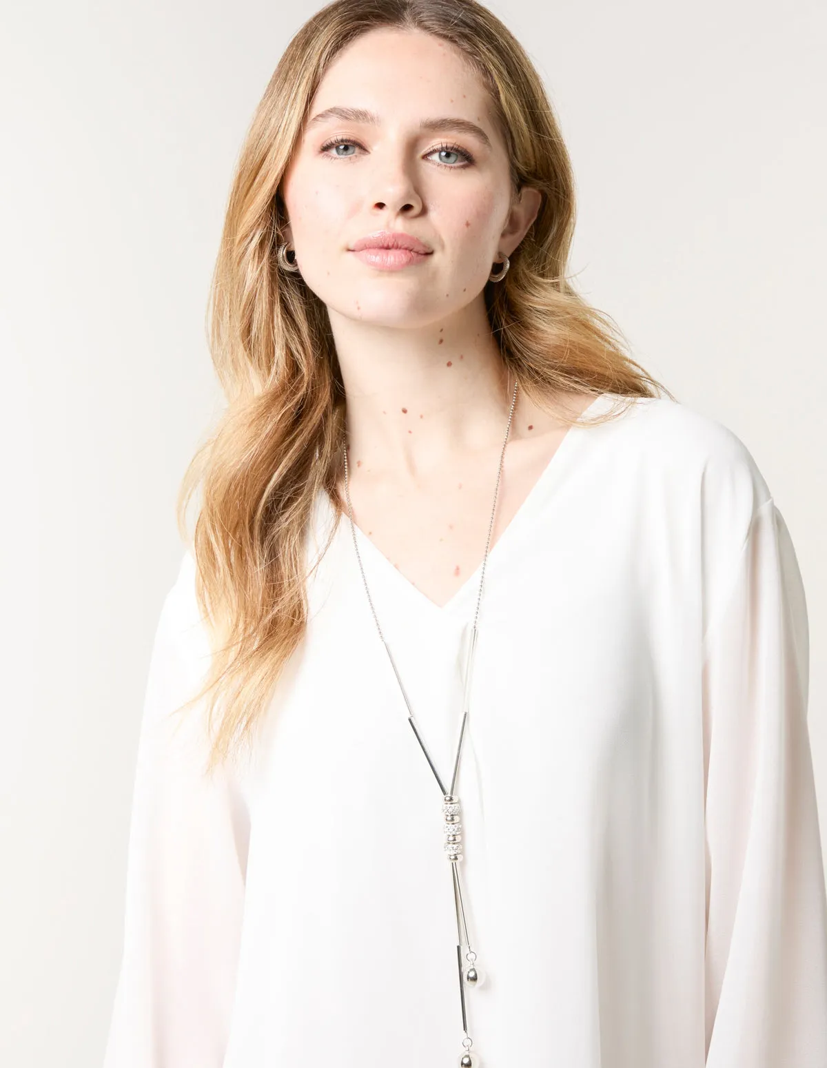 Chiffon V Neck With Necklace sold by Blue Vanilla product image thumbnail 3