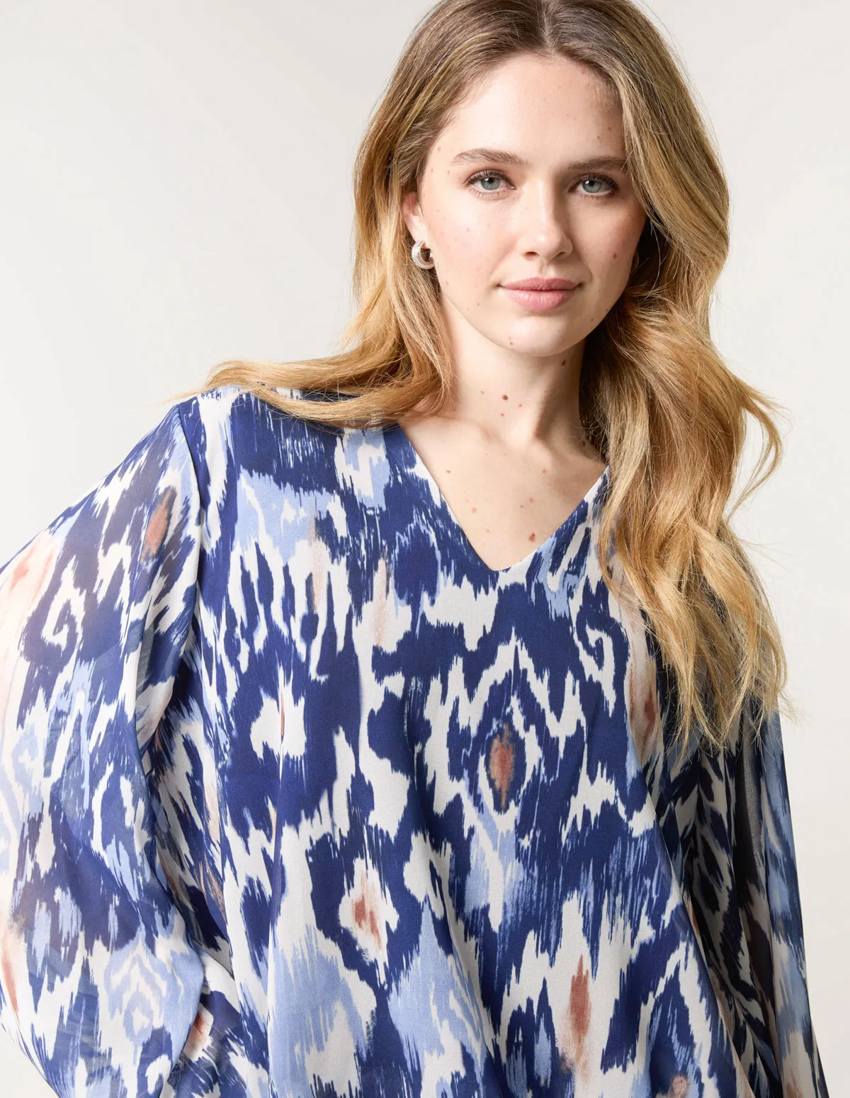 V Neck Water Colour Print Blouse sold by Blue Vanilla product image thumbnail 2