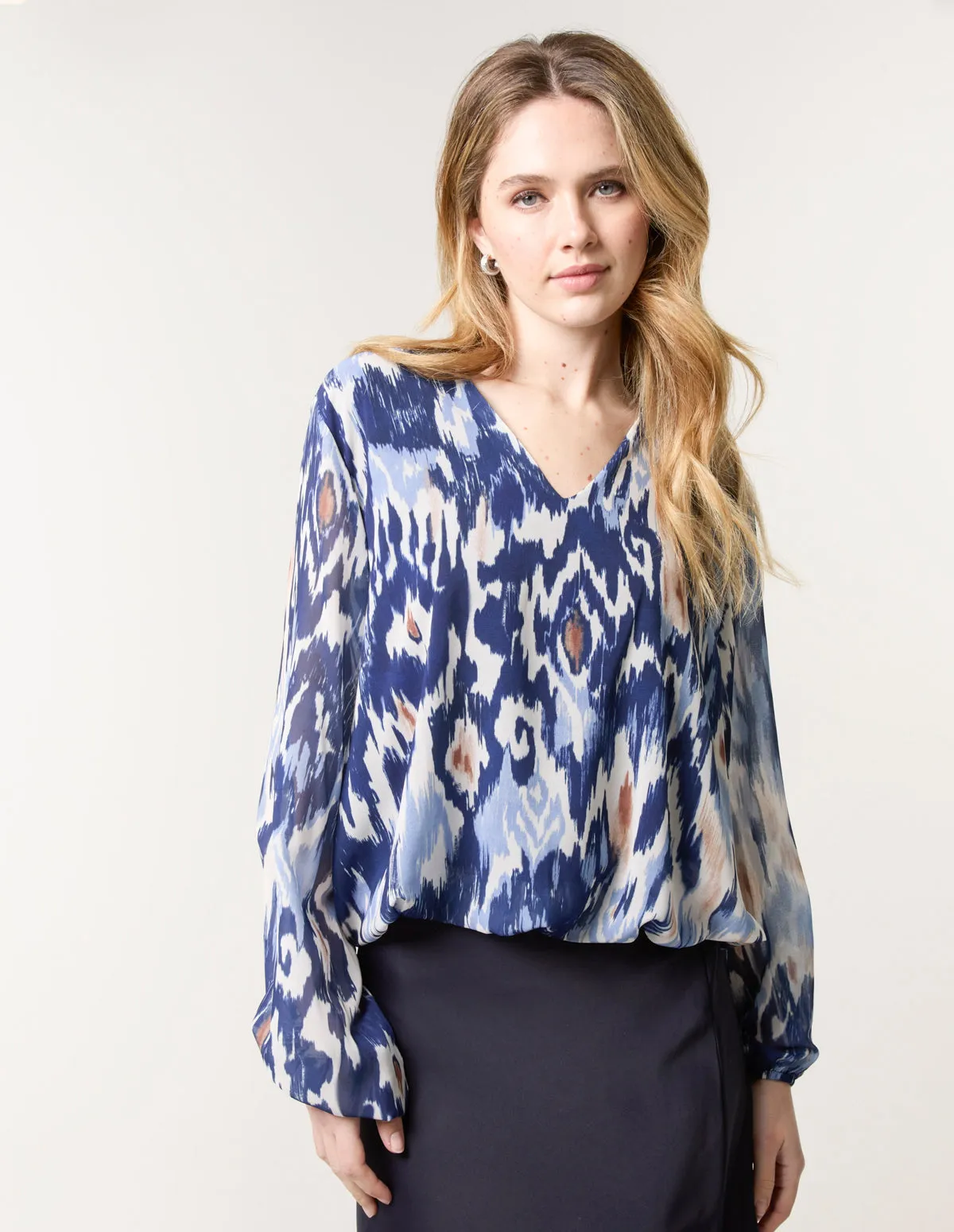 V Neck Water Colour Print Blouse sold by Blue Vanilla product image thumbnail 4