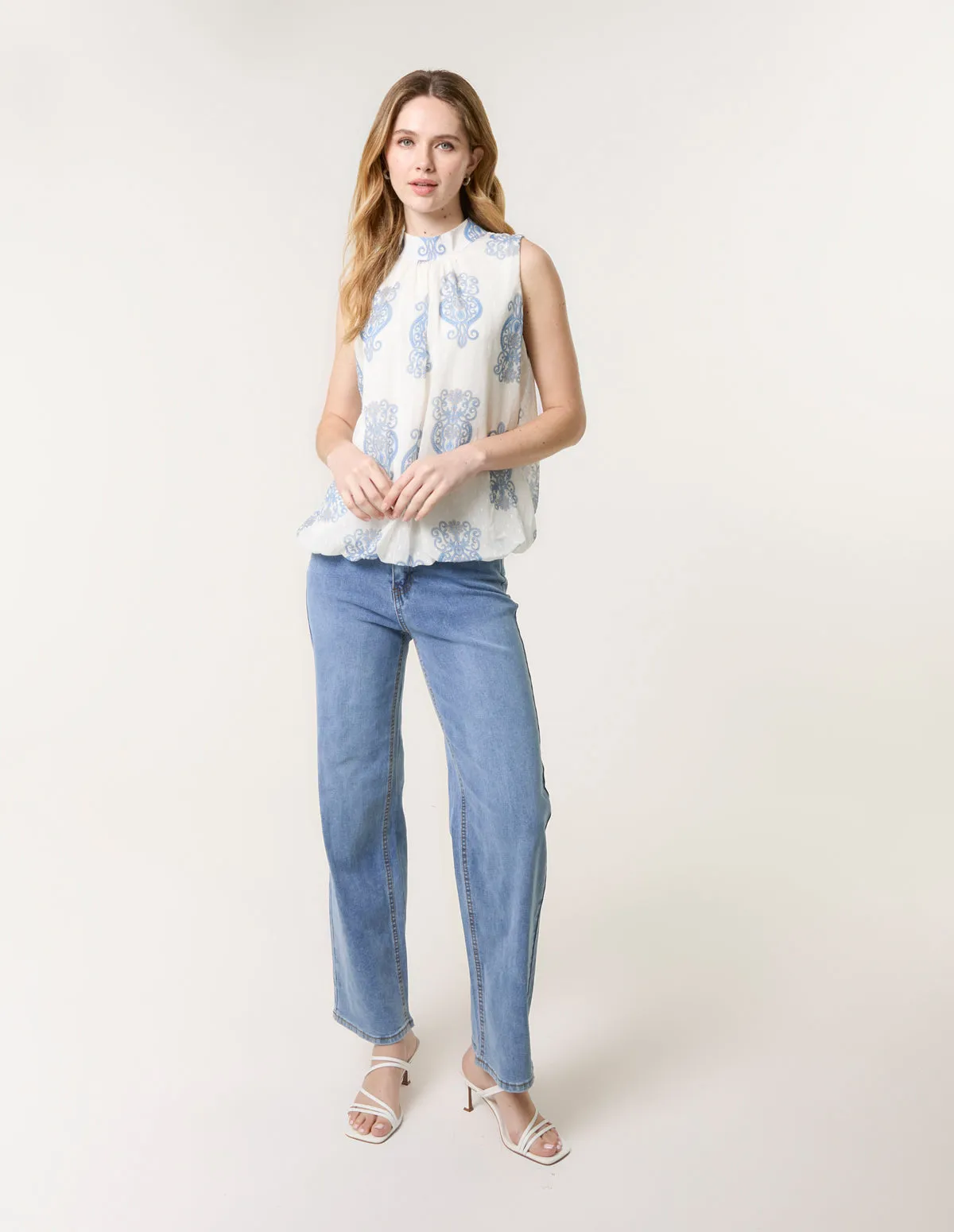 Sleeveless High Neck Puff Ball Top sold by Blue Vanilla product image thumbnail 2