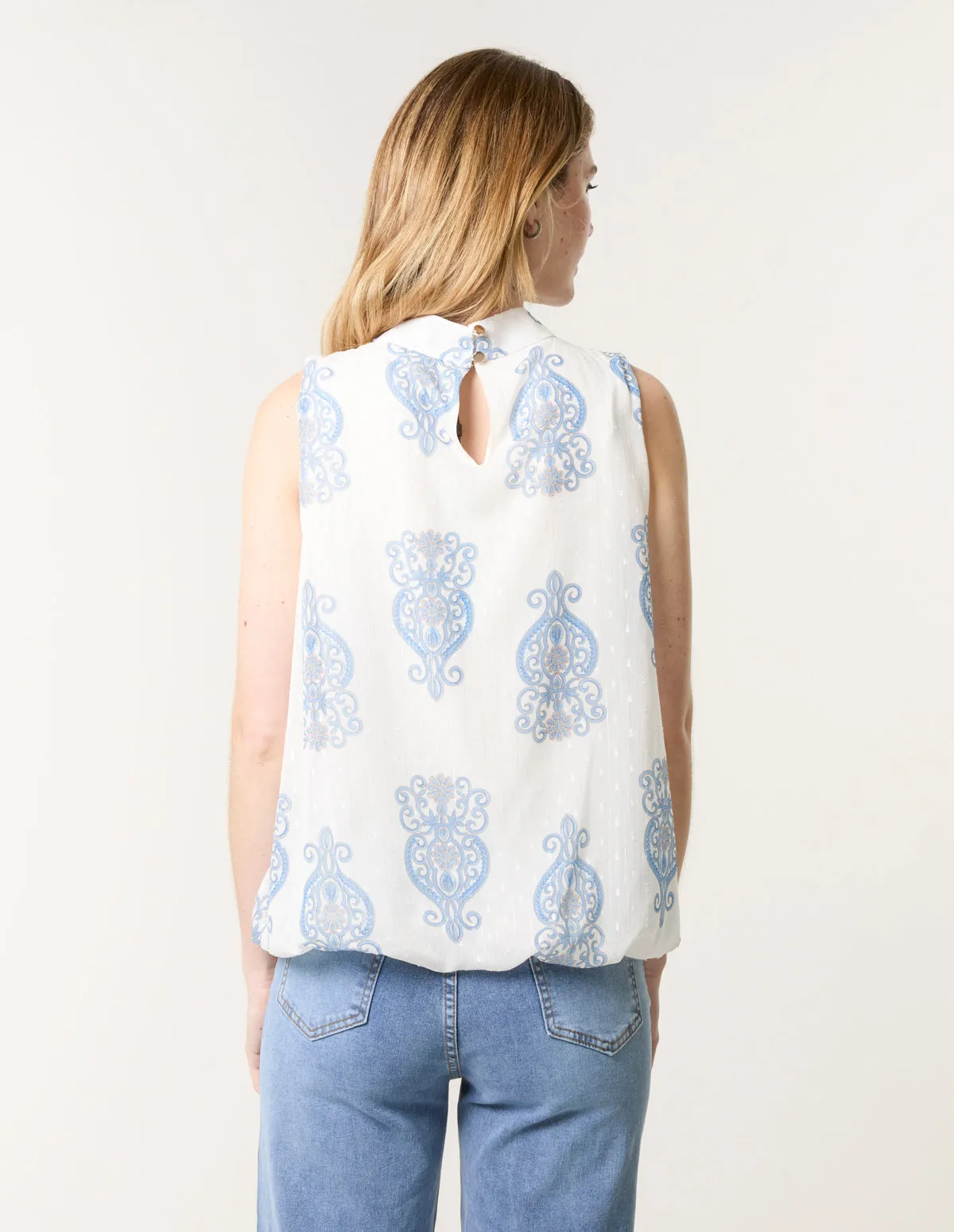 Sleeveless High Neck Puff Ball Top sold by Blue Vanilla product image thumbnail 4
