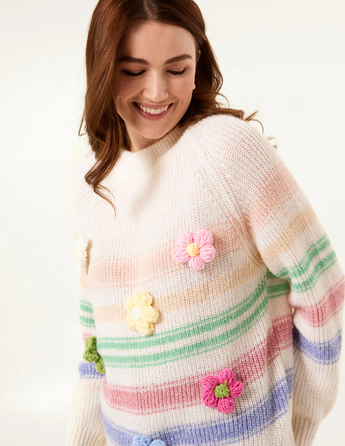 Colourful 3D Flower Jumper With Stripes sold by Blue Vanilla product image thumbnail 2