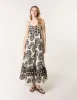 Abstract Strappy Button Front Maxi Dress sold by Blue Vanilla