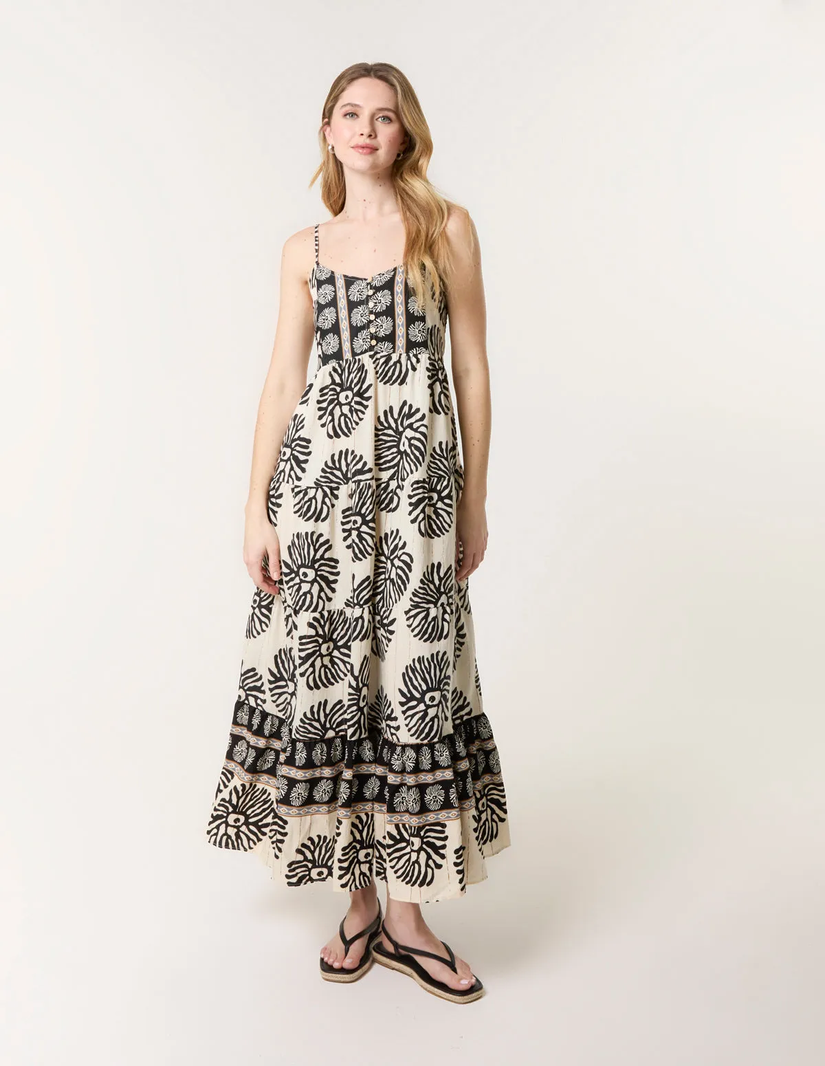 Abstract Strappy Button Front Maxi Dress sold by Blue Vanilla product image thumbnail 2