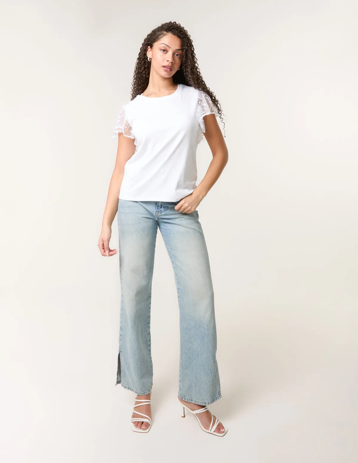 Polka Dot Mesh Sleeve T-shirt sold by Blue Vanilla product image thumbnail 3