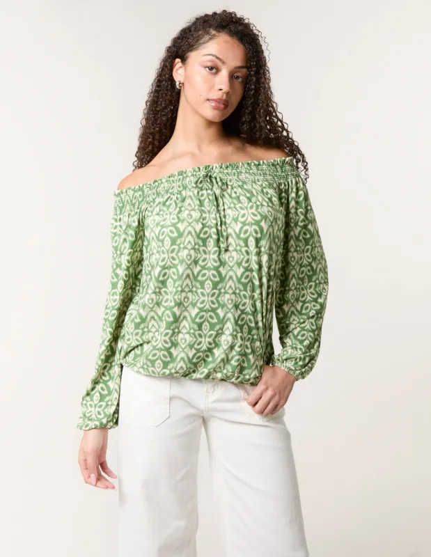 Bubble Hem Bardot Top sold by Blue Vanilla