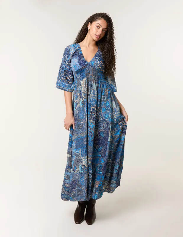 Embellished Sleeve V Neck Maxi Dress sold by Blue Vanilla