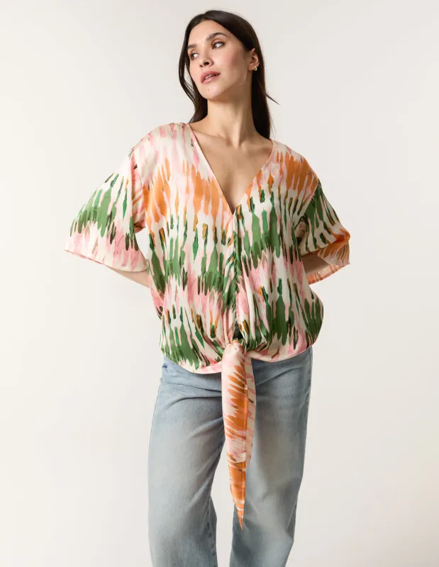 Satin Tie Front Blouse sold by Blue Vanilla