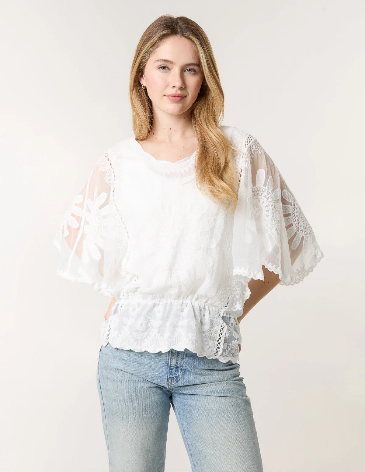 Sun Flower Lace Sleeve Blouse sold by Blue Vanilla product image thumbnail 2