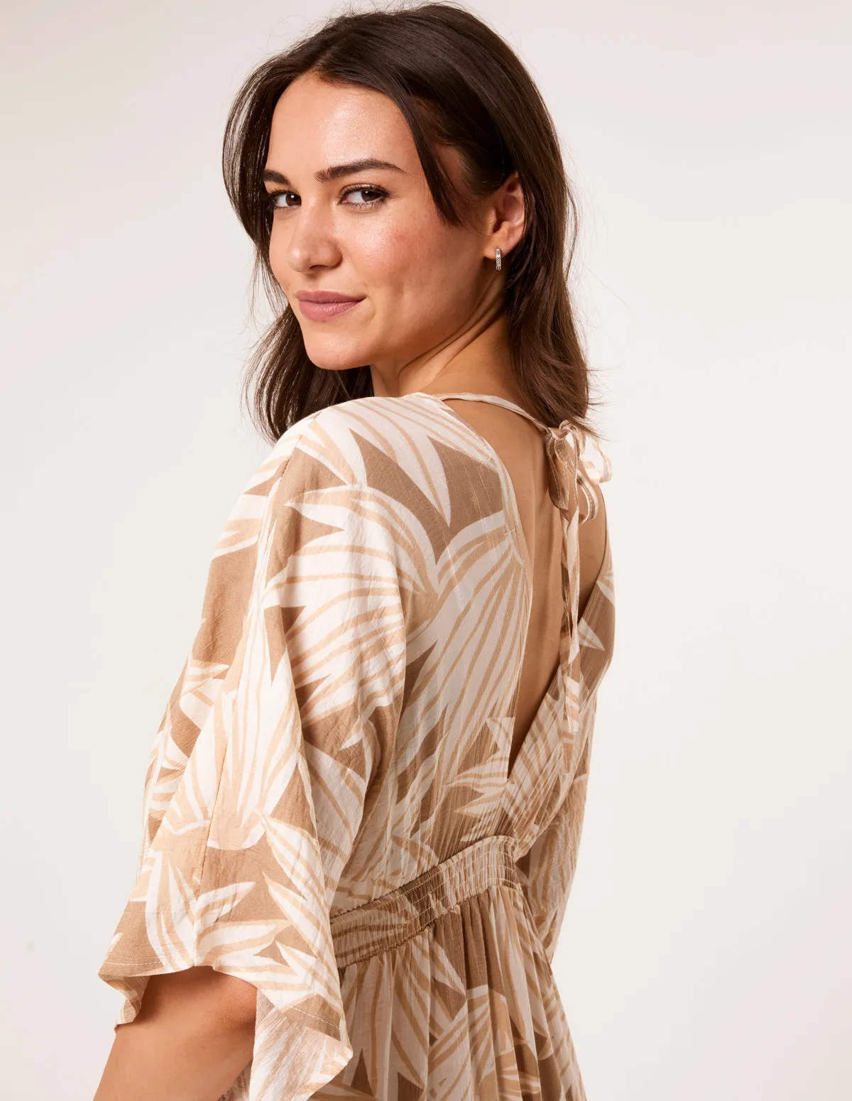 Printed Leaf Wide Leg Jumpsuit sold by Blue Vanilla product image thumbnail 3